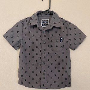 3/$20 Boys Skull & Crossbones Grey Button-down